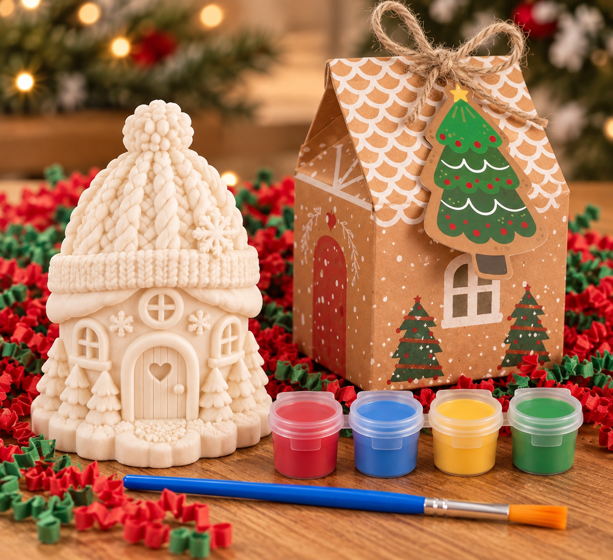 Paint your own 3D christmas house